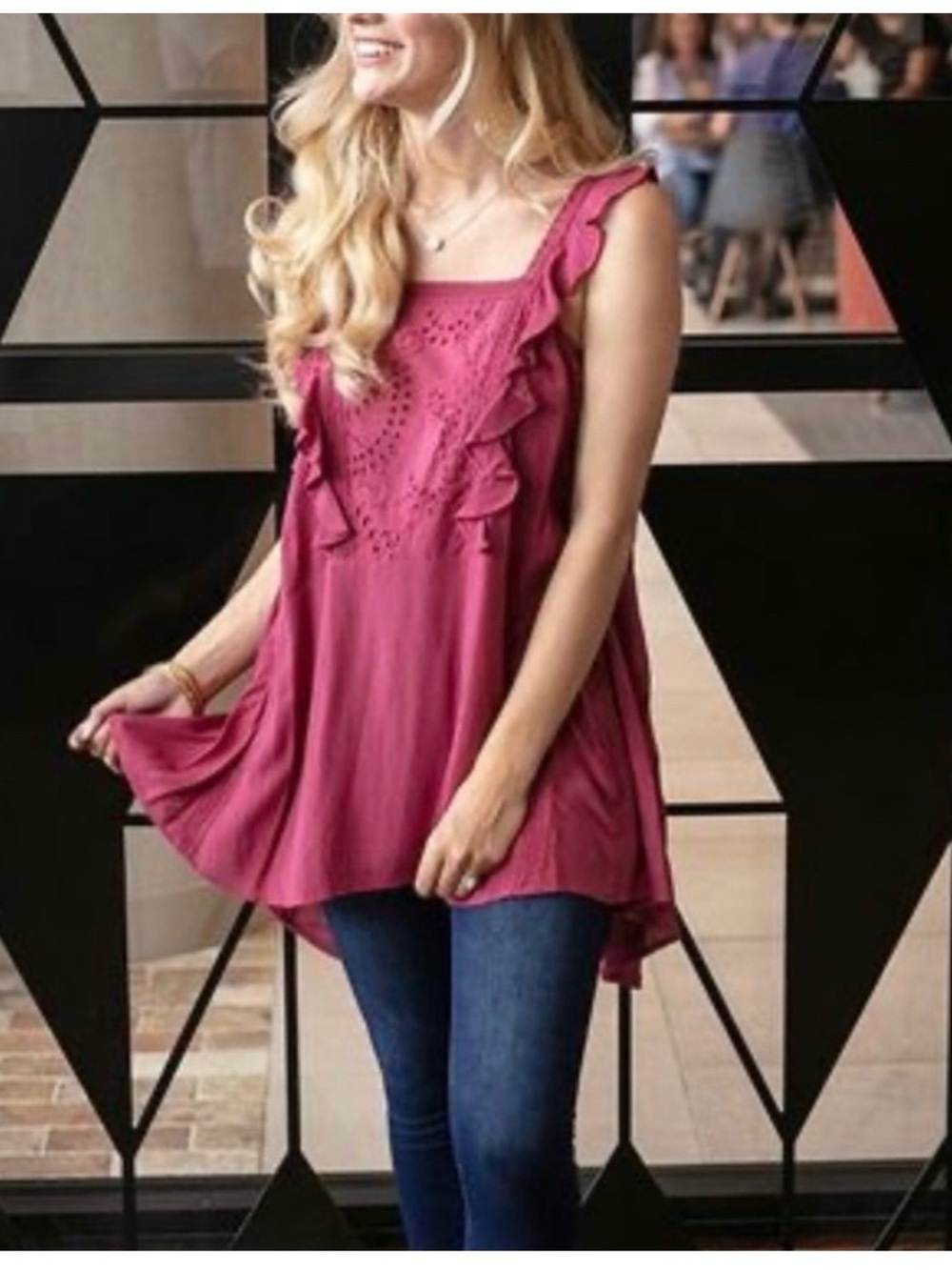 Grace & Lace Eyelet Ruffle Tunic